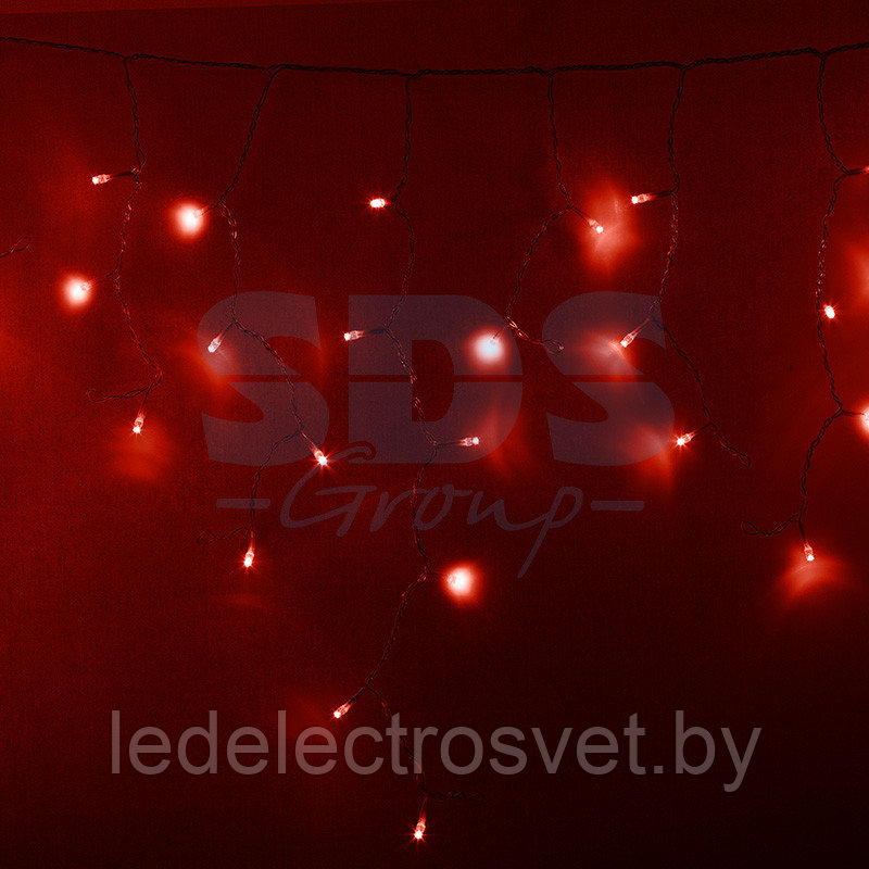 Гирлянда Айсикл (бахрома) светодиодный, 4,8 х 0,6 м, прозрачный провод, 230 В, диоды красные, 176 LED - фото 1 - id-p106107143