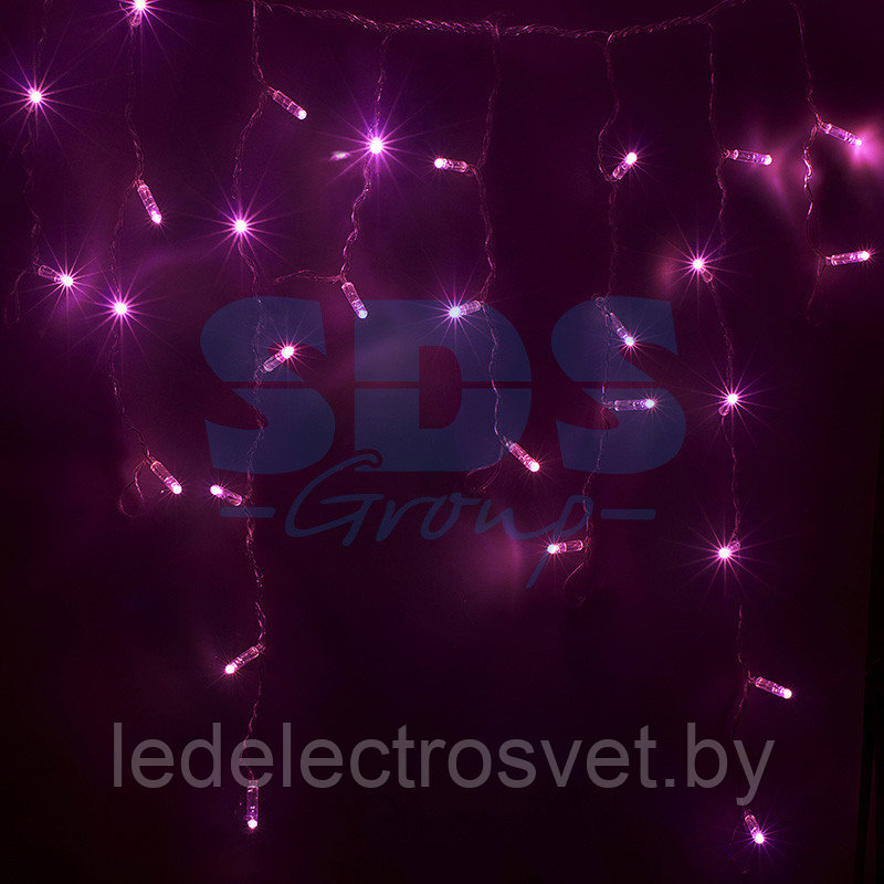 Гирлянда Айсикл (бахрома) светодиодный, 4,8 х 0,6 м, прозрачный провод, 230 В, диоды розовые, 176 LED
