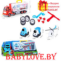 Детская игрушечная машина  Треллер-грузовик c машинками Junfa BS809-2.