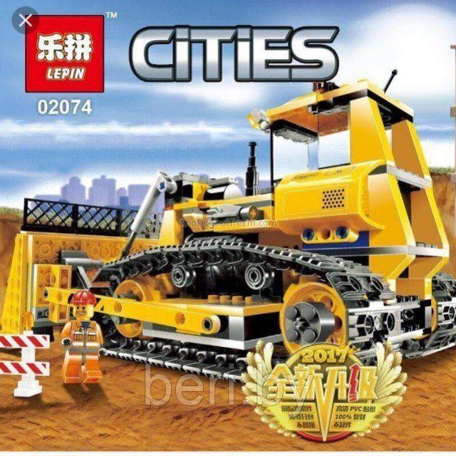 02074 Конструктор Lepin City "Бульдозер", 394 детали, аналог Lego Сити 7685 - фото 10 - id-p106147685
