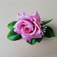 Головка розы розовая с розеткой, 17см