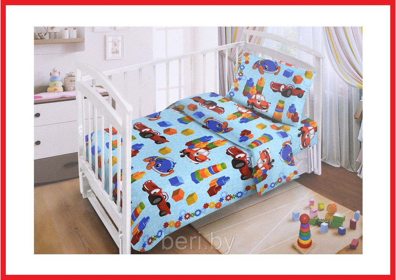 FE10046 Комплект в кроватку "Веселые игрушки", 3 предмета, поплин, Фан Экотекс, Funecotex, голубой с рисунком - фото 1 - id-p106213754