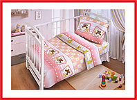 FE10051 Комплект в кроватку "Милые сони", 3 предмета, бязь, Фан Экотекс, Funecotex, розовый, зеленый