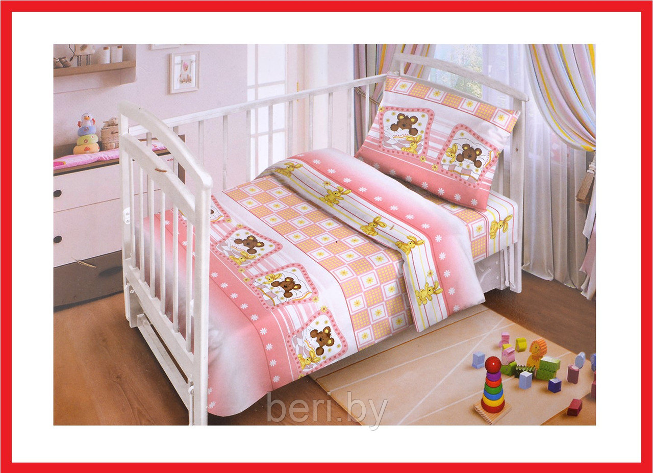 FE10051 Комплект в кроватку "Милые сони", 3 предмета, бязь, Фан Экотекс, Funecotex, розовый, зеленый - фото 1 - id-p106213760