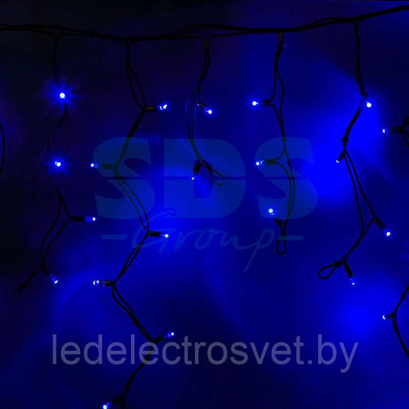 Гирлянда Айсикл (бахрома) светодиодный, 3,2 х 0,9 м, черный провод "КАУЧУК", 230 В, диоды синие, 120 LED - фото 1 - id-p106215031