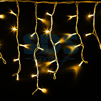 Гирлянда Айсикл (бахрома) светодиодный, 4,0 х 0,6 м, белый провод "КАУЧУК", 230 В, диоды желтые, 128 LED