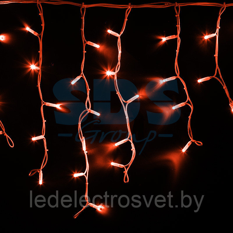 Гирлянда Айсикл (бахрома) светодиодный, 4,0 х 0,6 м, белый провод "КАУЧУК", 230 В, диоды красные, 128 LED - фото 1 - id-p106215034