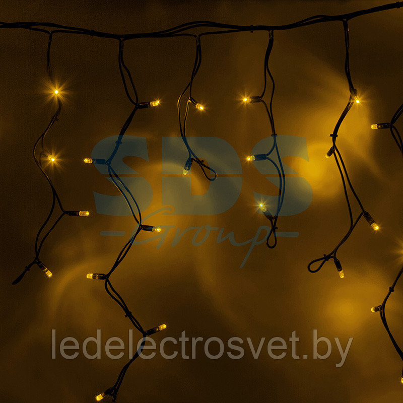 Гирлянда Айсикл (бахрома) светодиодный, 4,0 х 0,6 м, черный провод "КАУЧУК", 230 В, диоды желтые, 128 LED - фото 1 - id-p106215038