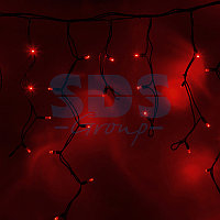 Гирлянда Айсикл (бахрома) светодиодный, 4,0 х 0,6 м, черный провод "КАУЧУК", 230 В, диоды красные, 128 LED