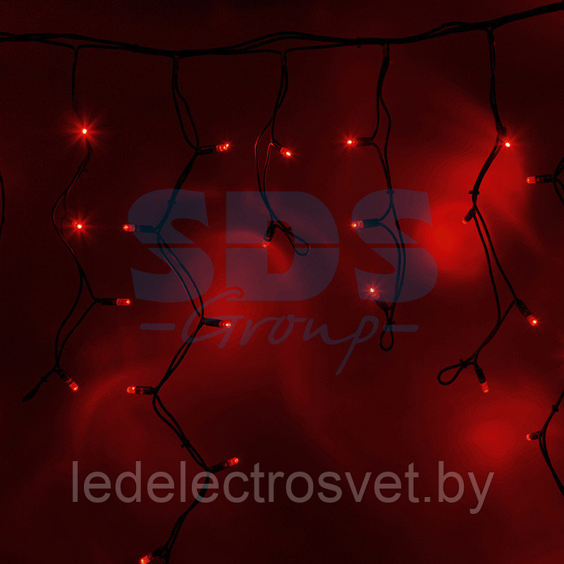 Гирлянда Айсикл (бахрома) светодиодный, 4,0 х 0,6 м, черный провод "КАУЧУК", 230 В, диоды красные, 128 LED - фото 1 - id-p106215040