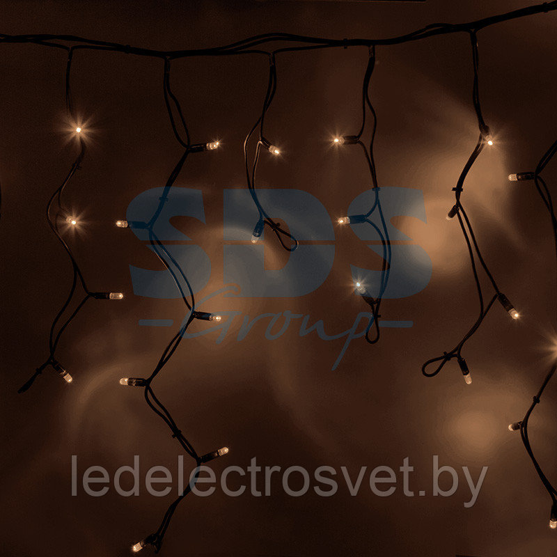 Гирлянда Айсикл (бахрома) светодиодный, 4,0 х 0,6 м, черный провод "КАУЧУК", 230 В, диоды ТЕПЛЫЙ БЕЛЫЙ, 128