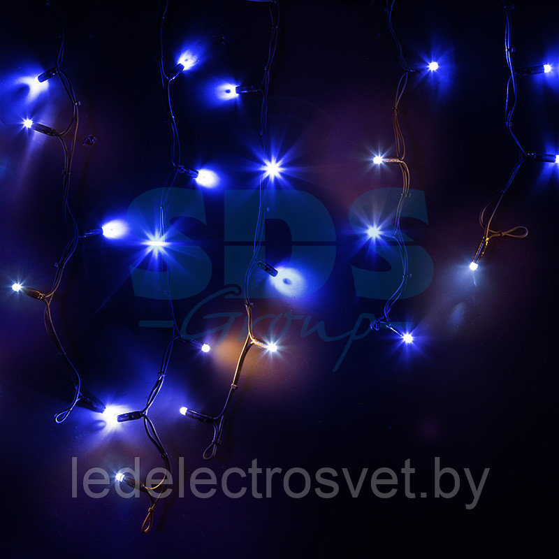 Гирлянда Айсикл (бахрома) светодиодный, 4,0 х 0,6 м, с эффектом мерцания, черный провод "КАУЧУК", 230 В, диоды - фото 1 - id-p106215046