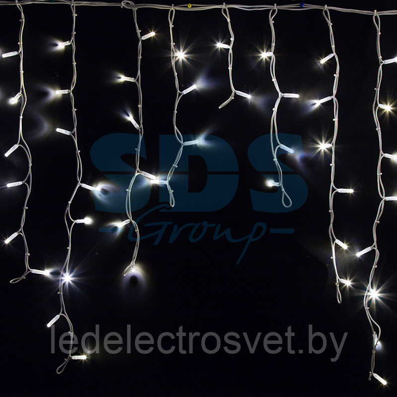Гирлянда Айсикл (бахрома) светодиодный, 5,6 х 0,9 м, белый провод "КАУЧУК", 230 В, диоды белые, 240 LED
