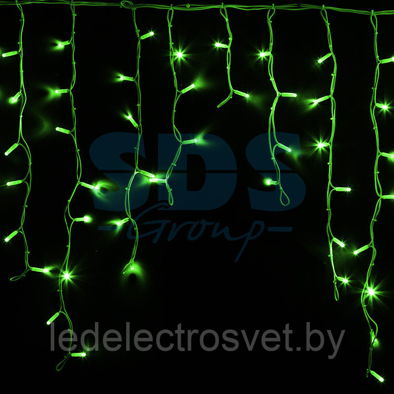 Гирлянда Айсикл (бахрома) светодиодный, 5,6 х 0,9 м, белый провод "КАУЧУК", 230 В, диоды зеленые, 240 LED