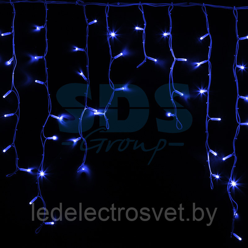 Гирлянда Айсикл (бахрома) светодиодный, 5,6 х 0,9 м, белый провод "КАУЧУК", 230 В, диоды синие, 240 LED - фото 1 - id-p106215052
