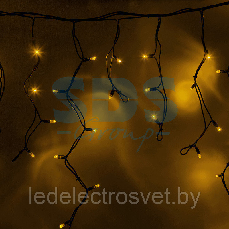 Гирлянда Айсикл (бахрома) светодиодный, 5,6 х 0,9 м, черный провод "КАУЧУК", 230 В, диоды желтые, 240 LED