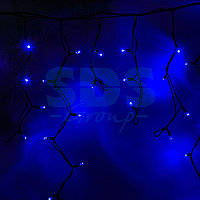 Гирлянда Айсикл (бахрома) светодиодный, 5,6 х 0,9 м, черный провод "КАУЧУК", 230 В, диоды синие, 240 LED