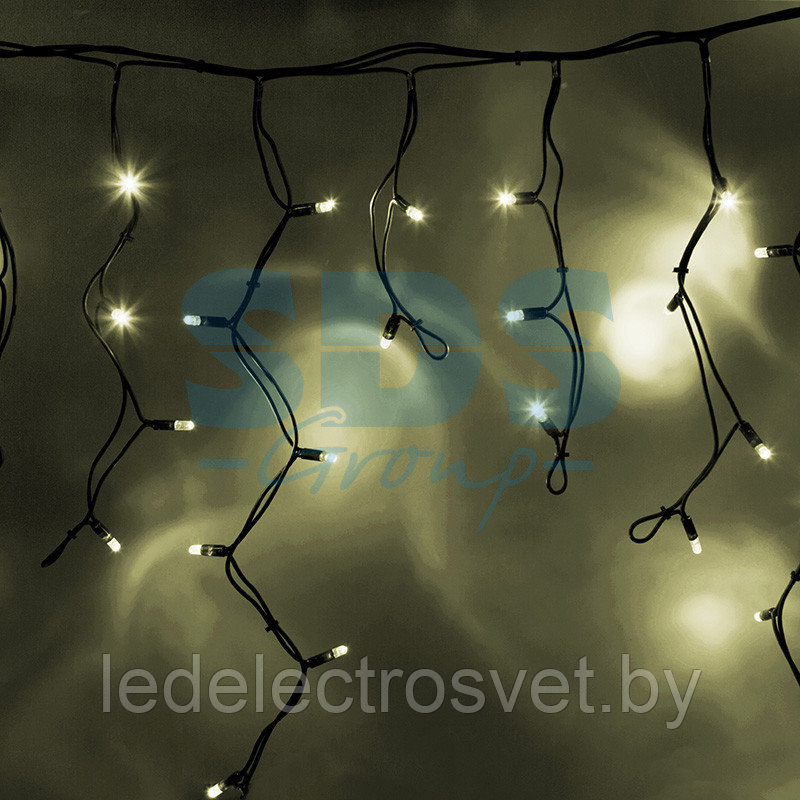 Гирлянда Айсикл (бахрома) светодиодный, 5,6 х 0,9 м, черный провод "КАУЧУК", 230 В, диоды ТЕПЛЫЙ БЕЛЫЙ, 240
