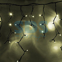 Гирлянда Айсикл (бахрома) светодиодный, 5,6 х 0,9 м, с эффектом мерцания,черный провод "КАУЧУК", 230 В, диоды
