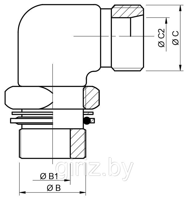 Адаптер угловой регулируемый с поджимной гайкой AGRBR-AGR 90 - фото 2 - id-p106085793