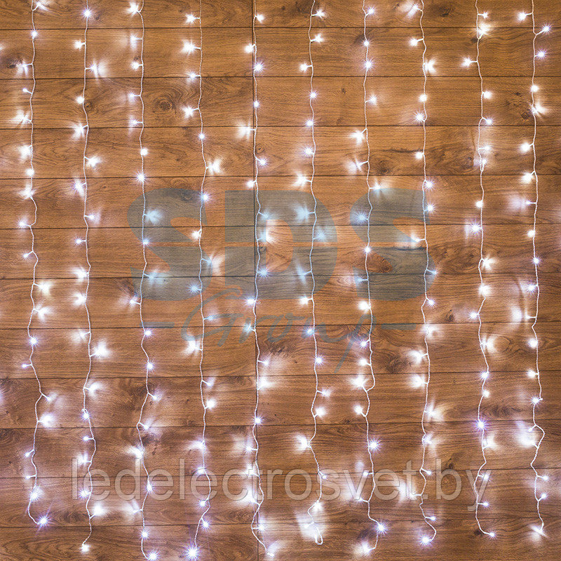 Гирлянда "Светодиодный Дождь"  1,5х1,5м, свечение с динамикой, прозрачный провод, 230 В, диоды БЕЛЫЕ