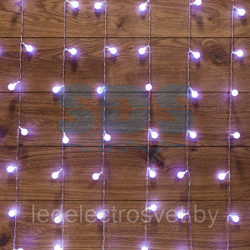 Гирлянда "Светодиодный Дождь" 1,5*1,5 м, с насадками шарики, свечение с динамикой, прозрачный провод, 230 В, - фото 1 - id-p106220148