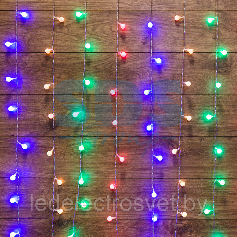 Гирлянда "Светодиодный Дождь" 1,5*1,5 м, с насадками шарики, свечение с динамикой, прозрачный провод, 230 В, - фото 1 - id-p106220149