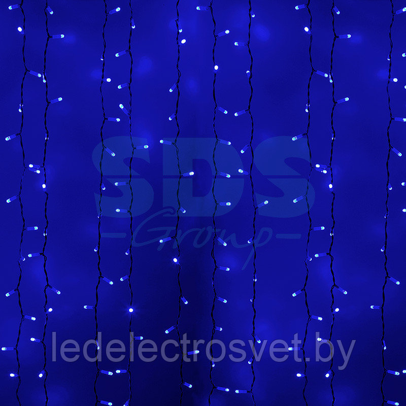 Гирлянда "Светодиодный Дождь" 2х1,5м, постоянное свечение, белый провод, 230 В, диоды СИНИЕ, 360 LED - фото 1 - id-p106223834