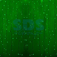 Гирлянда "Светодиодный Дождь" 2х1,5м, постоянное свечение, прозрачный провод, 230 В, диоды ЗЕЛЁНЫЕ, 192 LED