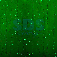 Гирлянда "Светодиодный Дождь" 2х1,5м, постоянное свечение, прозрачный провод, 230 В, диоды ЗЕЛЁНЫЕ, 360 LED