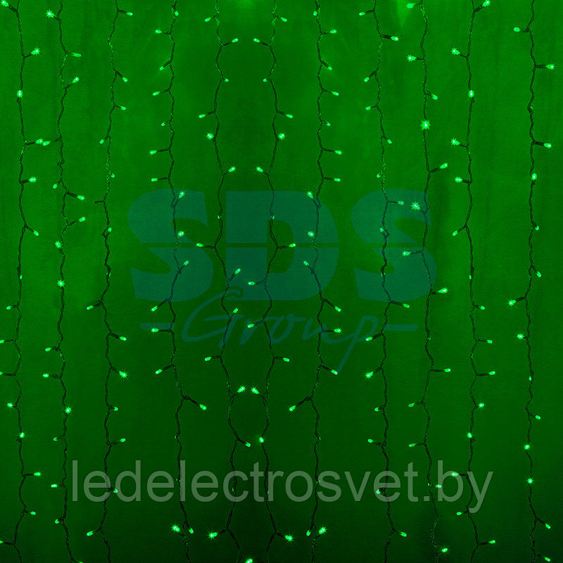 Гирлянда "Светодиодный Дождь" 2х1,5м, постоянное свечение, прозрачный провод, 230 В, диоды ЗЕЛЁНЫЕ, 360 LED - фото 1 - id-p106223851