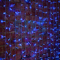 Гирлянда "Светодиодный Дождь" 2х3м, постоянное свечение, прозрачный провод, 230 В, диоды СИНИЕ, 448 LED