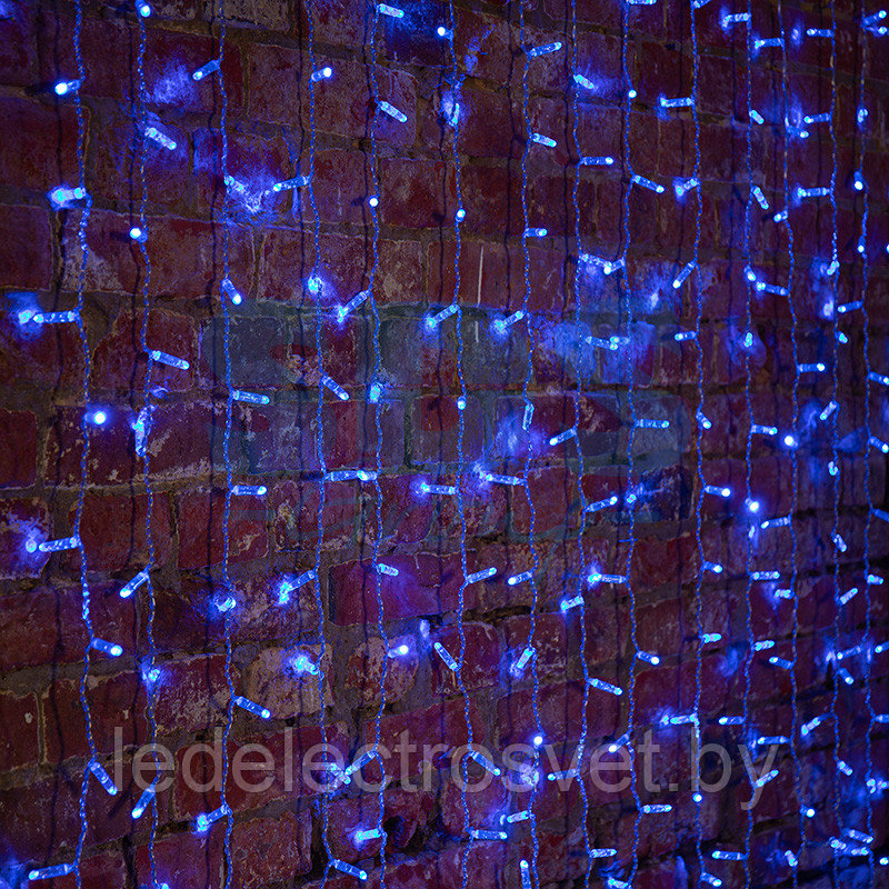 Гирлянда "Светодиодный Дождь" 2х3м, постоянное свечение, прозрачный провод, 230 В, диоды СИНИЕ, 448 LED - фото 1 - id-p106223883