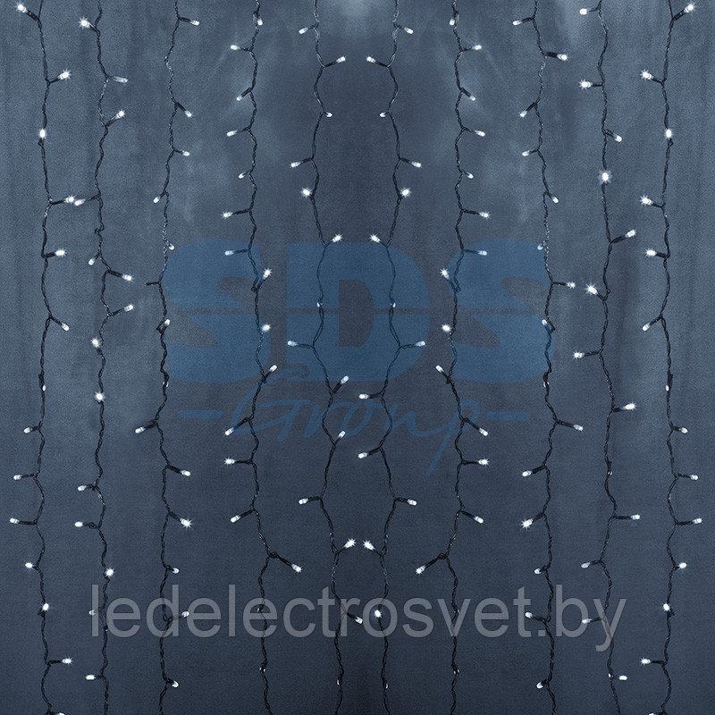 Гирлянда "Светодиодный Дождь" 2х6м, постоянное свечение, прозрачный провод, 230 В, диоды БЕЛЫЕ, 1140 LED