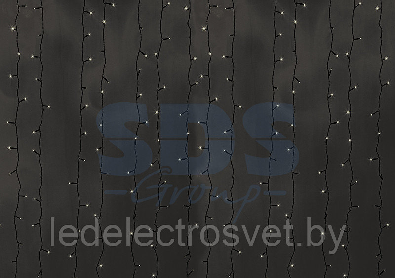 Гирлянда "Светодиодный Дождь" 2х6м, постоянное свечение, прозрачный провод, 230 В, диоды ТЕПЛЫЙ БЕЛЫЙ, 1140 - фото 1 - id-p106223908