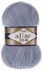 Пряжа Ализе Ангора Риал 40  (Alize Angora Real 40) цвет 221 светлый джинс