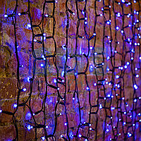 Гирлянда "Светодиодный Дождь" 2х1,5м, постоянное свечение, черный провод "КАУЧУК", 230 В, диоды СИНИЕ, 360 LED