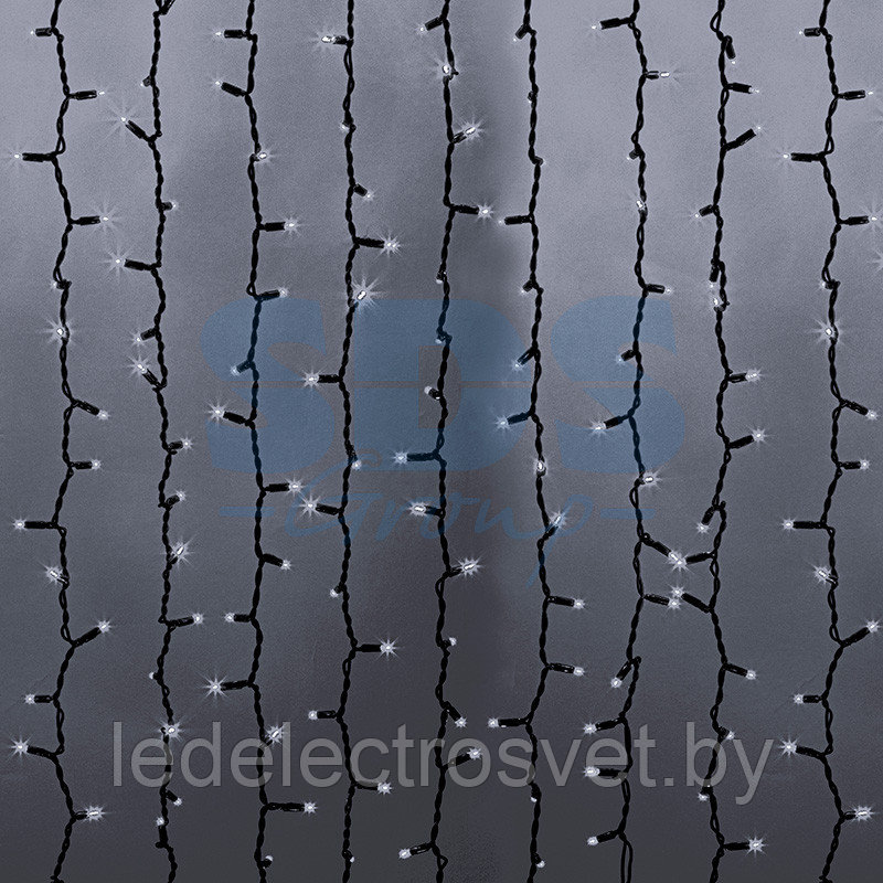 Гирлянда "Светодиодный Дождь" 2х6м, эффект водопада, черный провод, 230 В, диоды БЕЛЫЕ, 1500 LED - фото 1 - id-p106242022