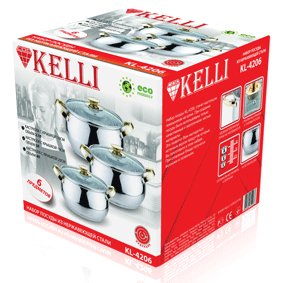 Набор посуды из нержавеющей стали Kelli (6 предметов) 4206