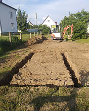 Аренда миниэкскаватора для рытья траншеи под фундамент