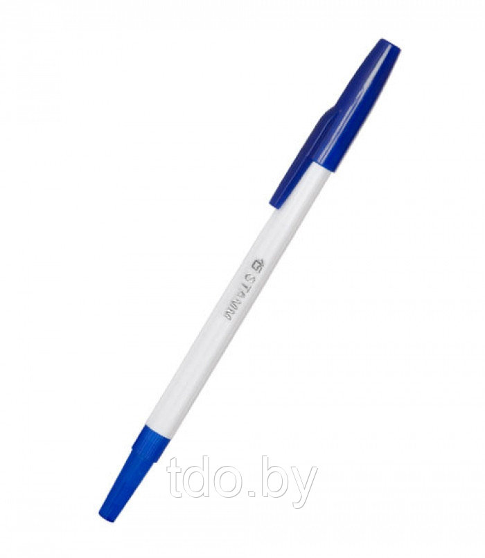 Ручка шариковая СТАММ 049 стандарт с колпачком синий стержень - фото 1 - id-p106358724