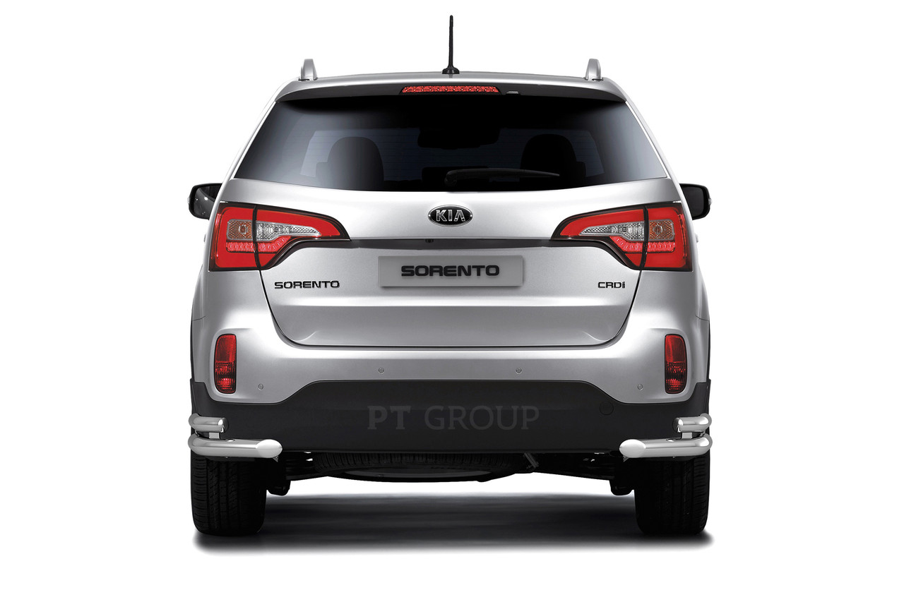 Защита заднего бампера двойная угловая 63/51мм (НПС) KIA Sorento 2014 - фото 1 - id-p106430613