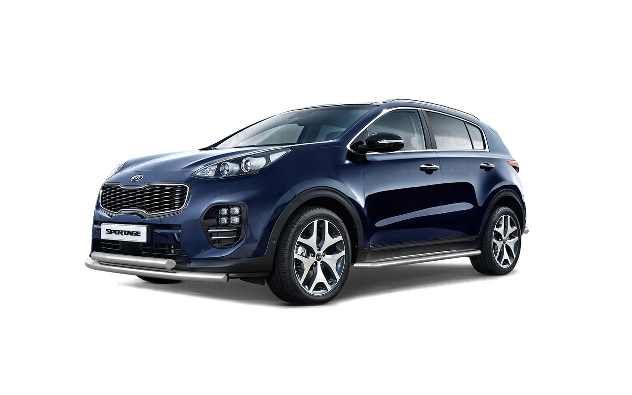 Защита переднего бампера двойная 63/63мм (НПС) KIA Sportage 2016- - фото 1 - id-p106430658