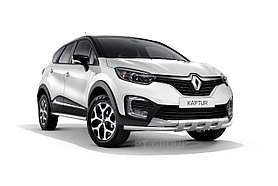 Защита переднего бампера двойная с пластинами 63/63 мм (НПС) на Renault KAPTUR с 2016