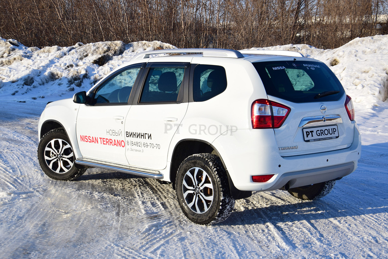 Защита порогов "Эстонец" с алюминиевой площадкой 51 мм (НПС) Nissan Terrano с 2014 (труба нерж.) - фото 5 - id-p106430728