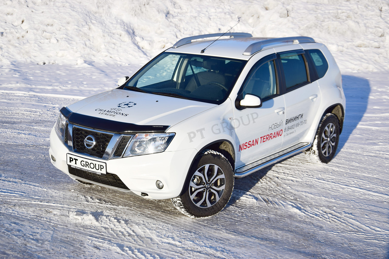 Защита порогов "Эстонец" с алюминиевой площадкой 51 мм (НПС) Nissan Terrano с 2014 (труба нерж.) - фото 6 - id-p106430728