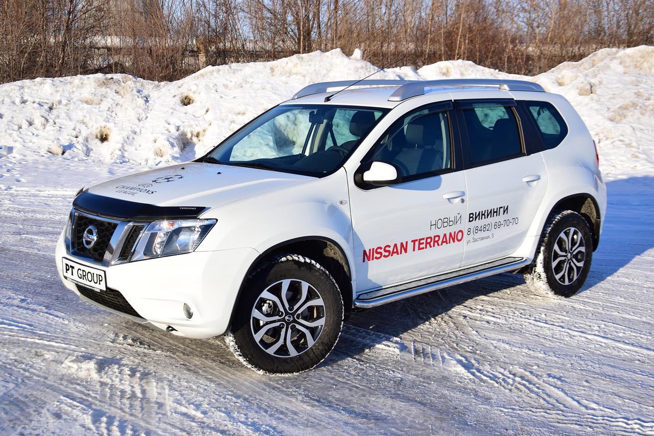 Защита порогов "Эстонец" с алюминиевой площадкой 51 мм (НПС) Nissan Terrano с 2014 (труба нерж.) - фото 7 - id-p106430728