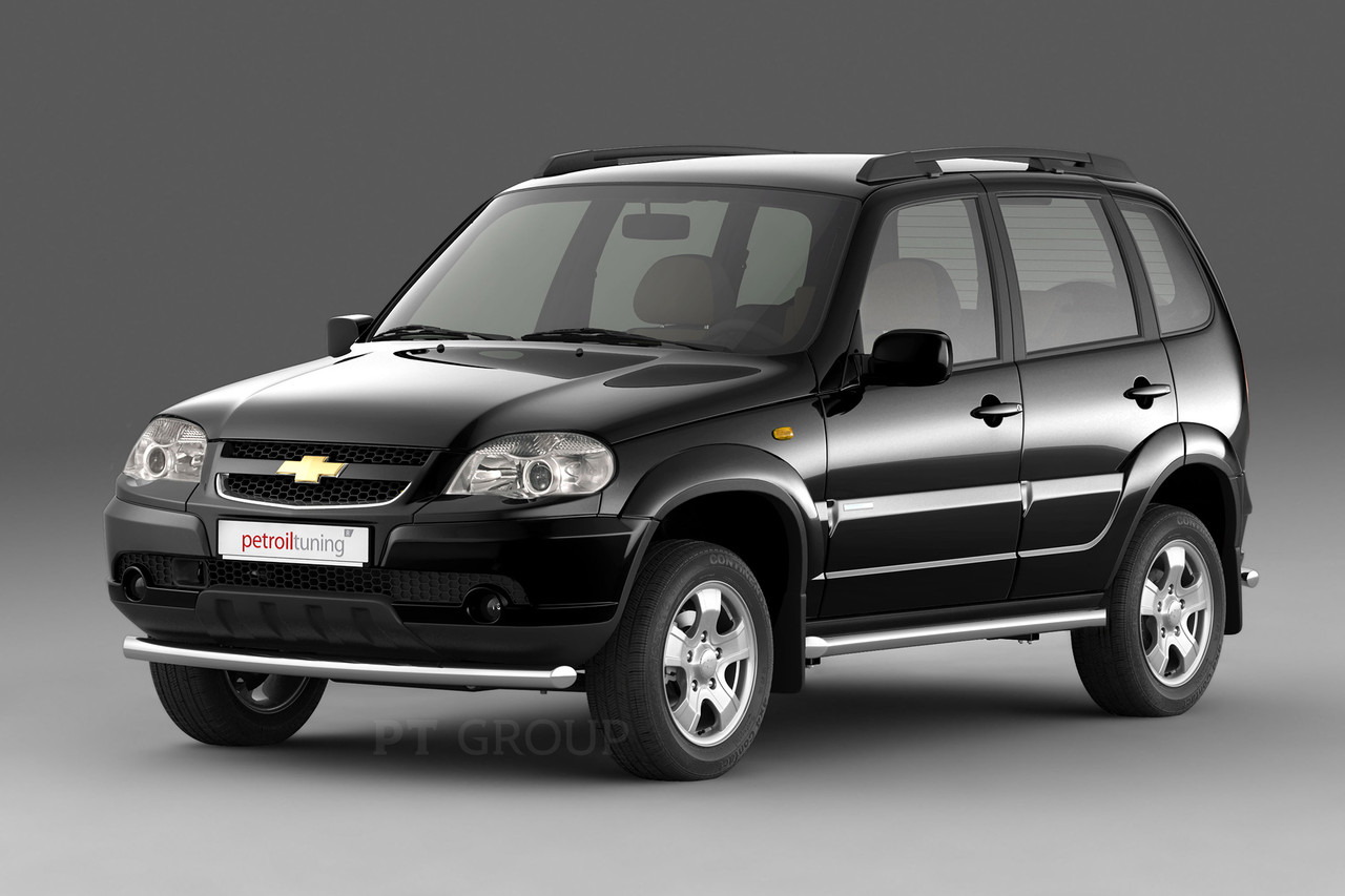 Защита порогов вогнутая 63мм (НПС) Chevrolet NIVA с 2009