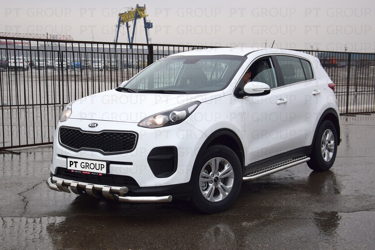 Защита порогов с алюм. площадкой 51мм (НПС) KIA Sportage с 2016 - фото 5 - id-p106430761