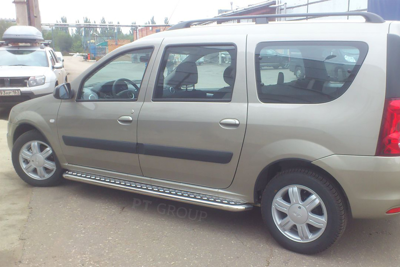 Защита порогов с алюминиевой площадкой 51 мм (НПС) LADA Largus c 2012 - фото 4 - id-p106430771